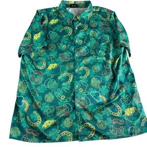 Arvilhill St Patricks Day Shirt Mens XL Green Shamrock Beer Button Up Party